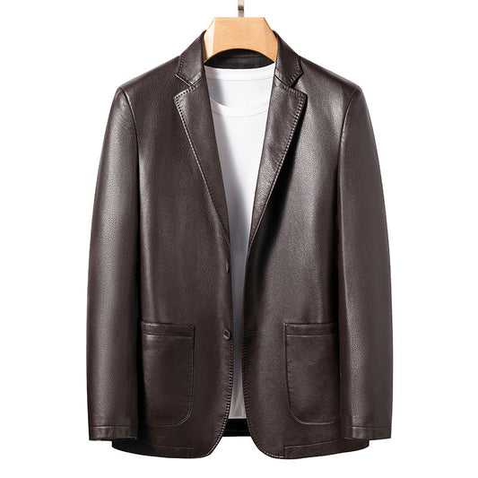 Men's Business Casual Leather Coat - LAKD London