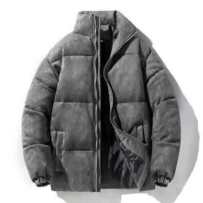 Men's Padded Warm Bread Suit Cotton Puffer Coat | Suede Parka Jacket