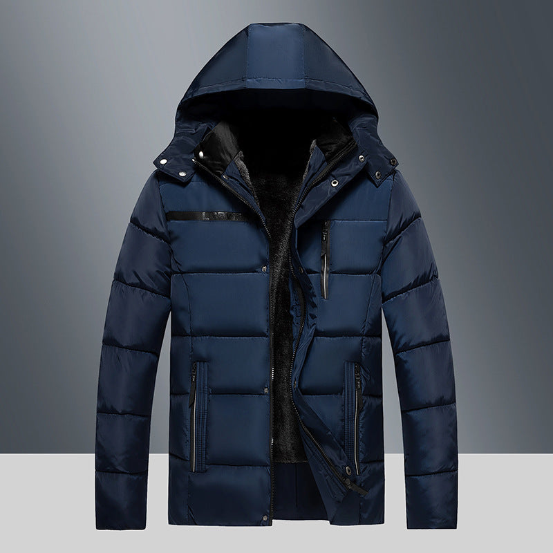 Mens Cotton-padded Fleece-lined Thickened Jacket