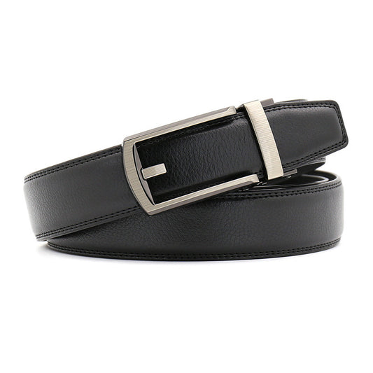 Men's Cowhide Leather Belt Classic Gunmetal Buckle Casual Formal Style - LAKD London