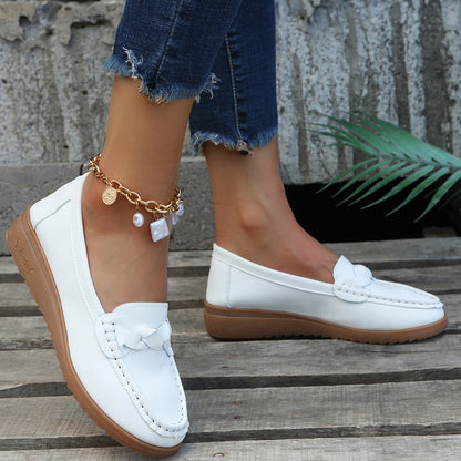 Womens Weave Design Flat Shoes - Soft Spring Summer Shoes