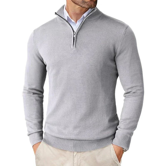 Men's Zipper Polo Ultra Thin Lightweight Long Sleeve Top Casual