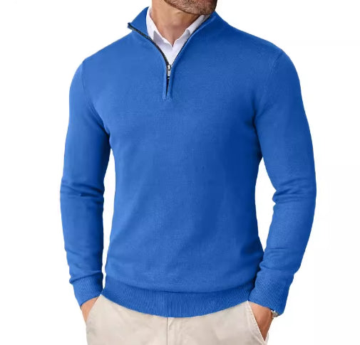 Men's Zipper Polo Ultra Thin Lightweight Long Sleeve Top Casual