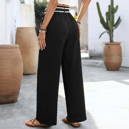 Womens Relaxed-fit Color-blocked Straight-leg Pants