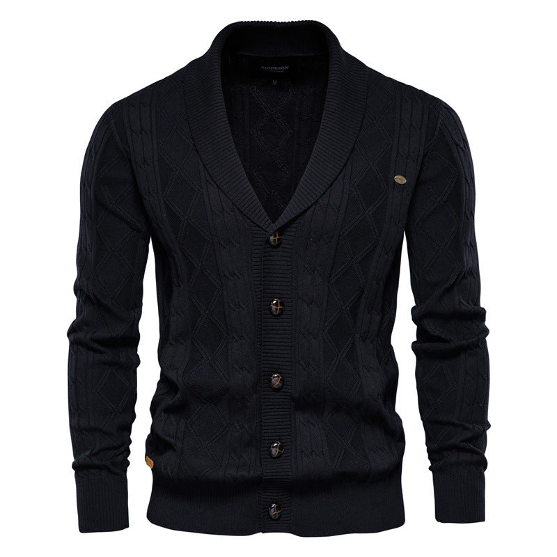 Men's V-neck Cardigan Loose Sweater Solid Colour