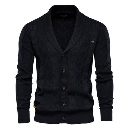 Men's V-neck Cardigan Loose Sweater Solid Colour