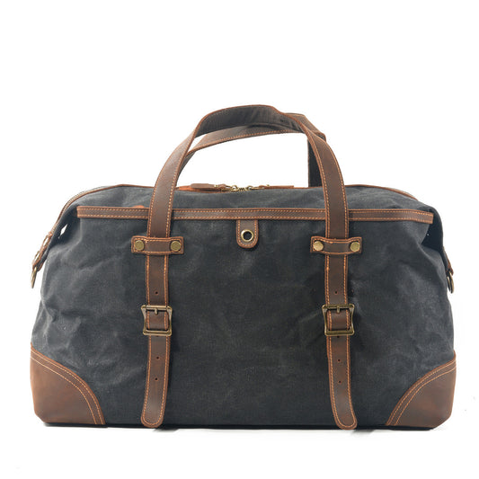 Men's Leather Canvas Duffle Bag Outdoor Gym Travel Holdall - LAKD London