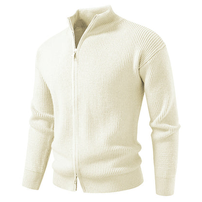 Men's Slim Fit Cardigan Cotton Sweater Coat with Zipper