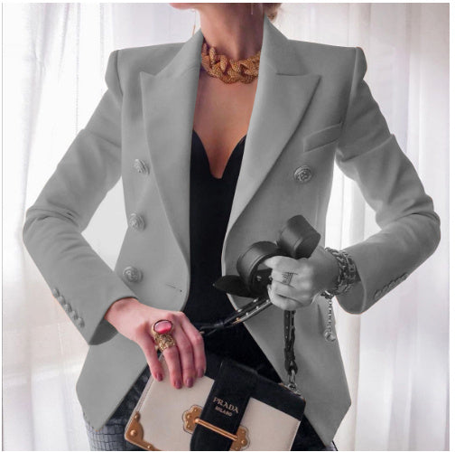 Women's Double Breasted Blazer with Gold Buttons