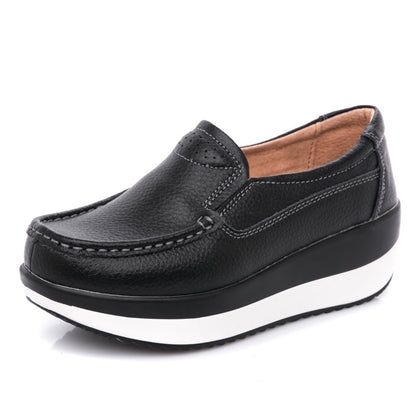 Womens Leather thick-soled platform shoes