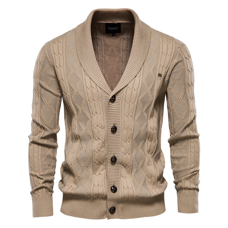 Men's V-neck Cardigan Loose Sweater Solid Colour
