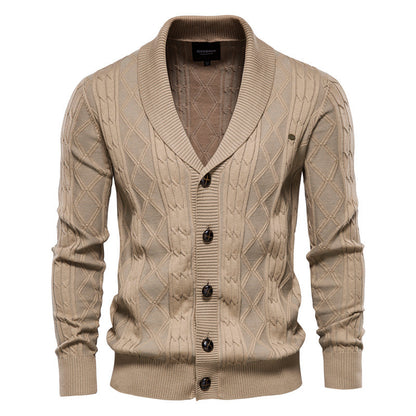 Men's V-neck Cardigan Loose Sweater Solid Colour