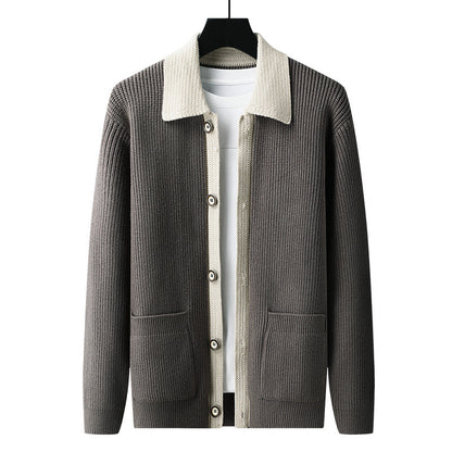 Men's Long-sleeved Wooven Sweater Coat - Old Money Sweater