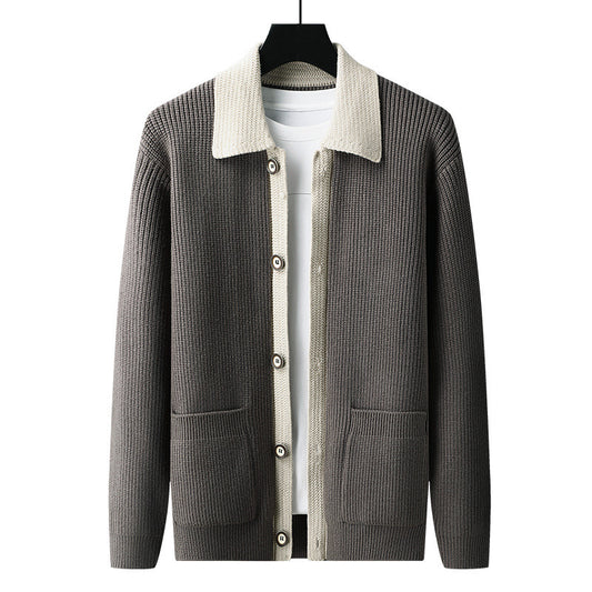 Men's Long-sleeved Wooven Sweater Coat - Old Money Sweater