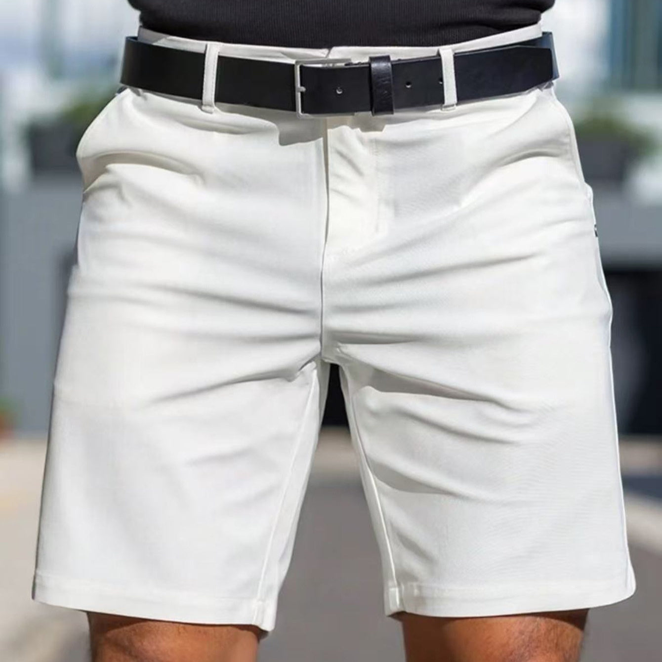 Men's Solid Colour Summer Business Sports Straight Fit Shorts Casual