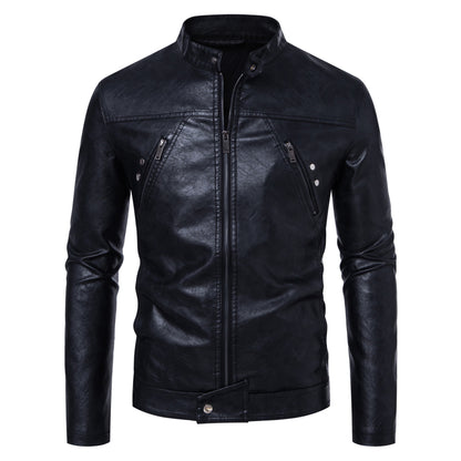 Men's Leather Coat | Casual Stand-up Collar Jacket - LAKD London