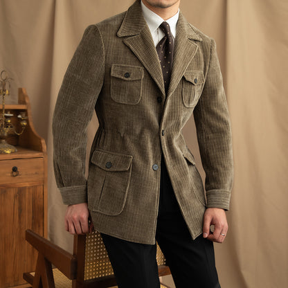 Mens Warm Winter Chenille Corduroy Jacket | High-end Blazer Coat