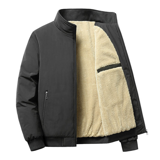 Mens Collar Cotton-padded Sherpa Coat | Oversized Fur Jacket
