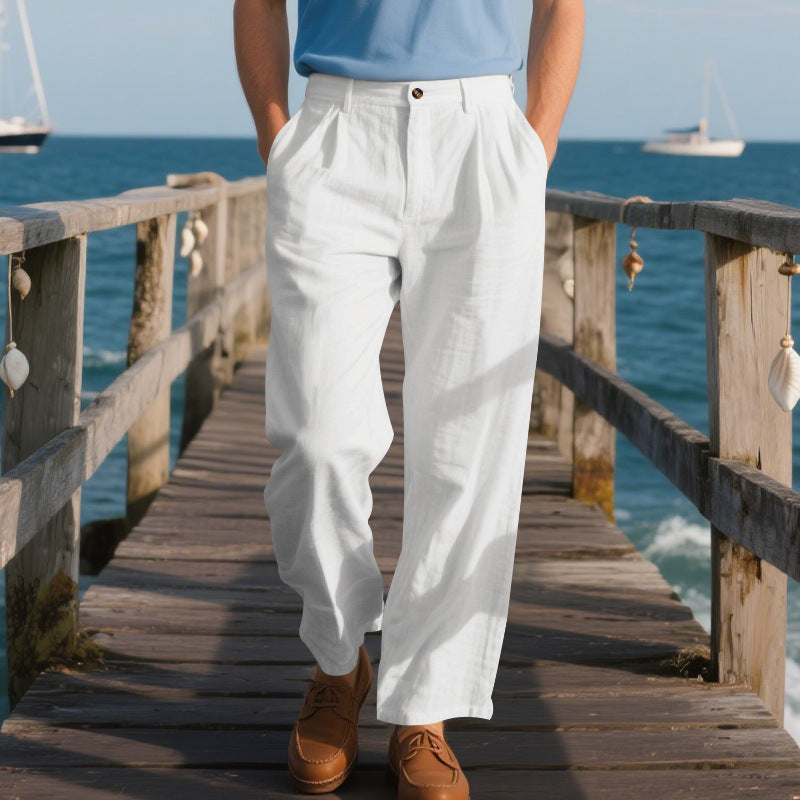 Mens Loose Straight Business Comfortable Suit Pants
