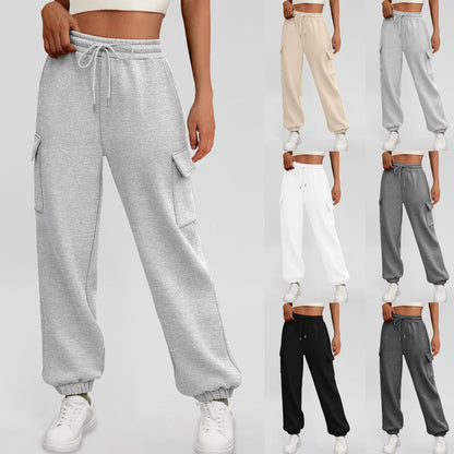 Women's Casual Cargo Sweatpants - Fleece Lined Baggy Athletic Jogger Trousers