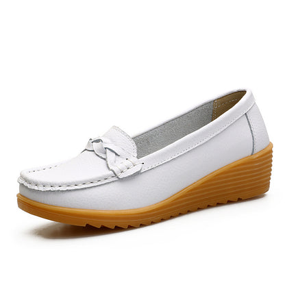 Women's Cowhide Gommino Soft Bottom Wedge Shoes