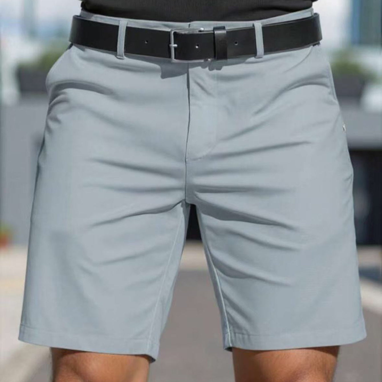 Men's Solid Colour Summer Business Sports Straight Fit Shorts Casual