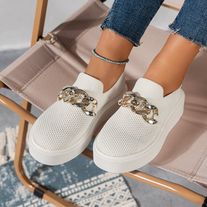 Womens Chain Flats Breathable Mesh Shoes
