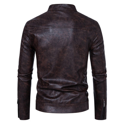 Men's Leather Coat | Casual Stand-up Collar Jacket - LAKD London