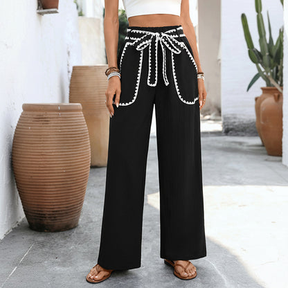 Womens Relaxed-fit Color-blocked Straight-leg Pants