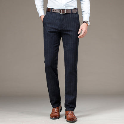 Men's Casual Cotton Trousers | Striped Suit Trousers by LAKD London