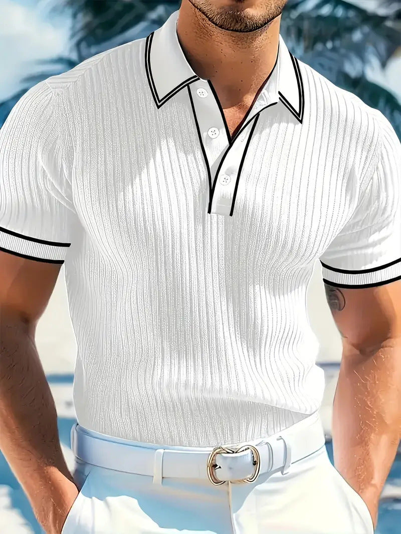 Men's Short-Sleeve Striped Polo Shirt Casual Summer Wear Everyday