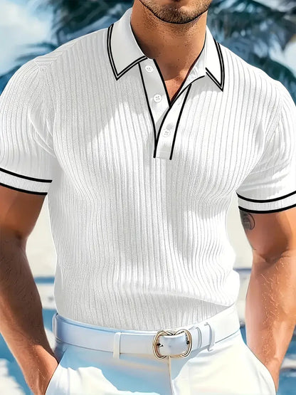 Men's Short-Sleeve Striped Polo Shirt Casual Summer Wear Everyday