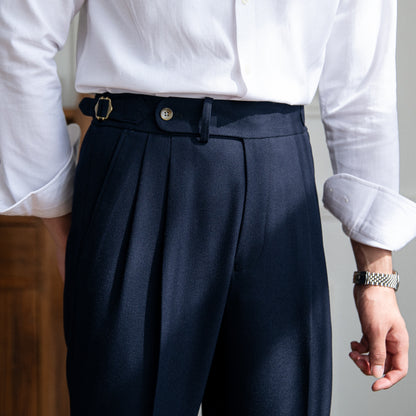 Men's Old Money High Waist Straight Leg Casual Dress Trousers