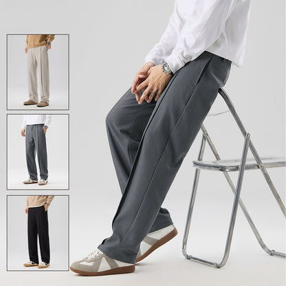 Mens Loose Casual Suit Pants Versatile Straight Draping Effect Trousers