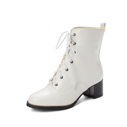 Womens Chunky heel mid-heel low Martin boots