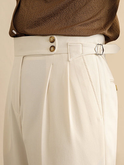Mens High Waist Old Money Straight Trousers | Formal Business Pants