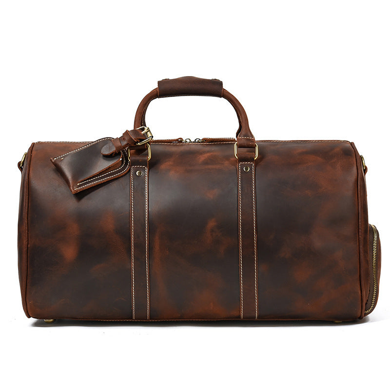 Mens Vintage Print Luggage Bag | Cowhide Leisure Gym Hand Bag