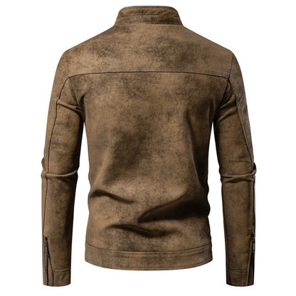 Men's American-style Retro Tie-dyed Leather Winter Jacket