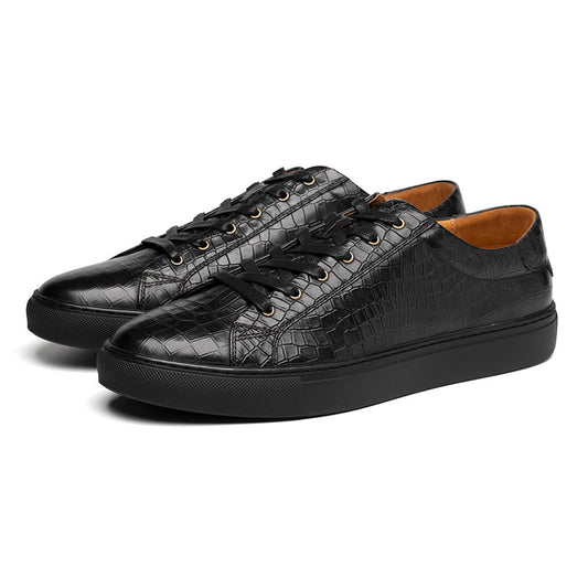 Men's Toe Layer Pattern Sneakers | Low top Croc Pattern Leather Shoes