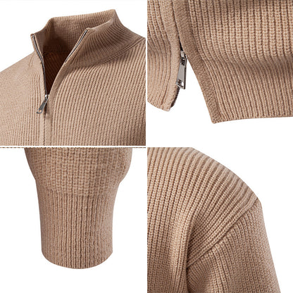 Men's Slim Fit Cardigan Cotton Sweater Coat with Zipper