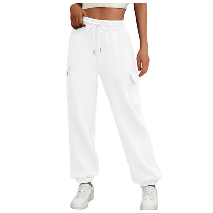 Women's Casual Cargo Sweatpants - Fleece Lined Baggy Athletic Jogger Trousers