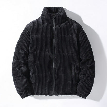 Men's Padded Warm Bread Suit Cotton Puffer Coat | Suede Parka Jacket