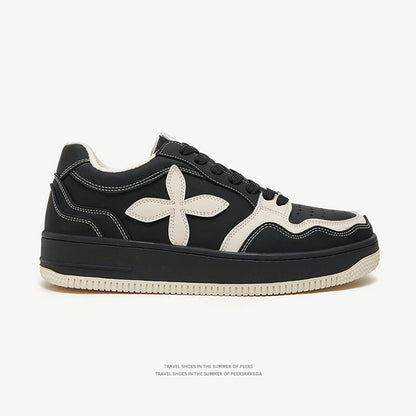 Thick Sole High Heel Shoes | Niche White Sneakers