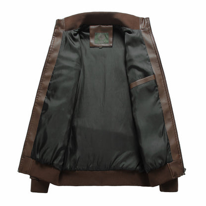 Men's Vintage leather jacket | Retro Biker Style with Pockets and Zipper