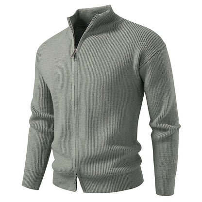 Men's Slim Fit Cardigan Cotton Sweater Coat with Zipper