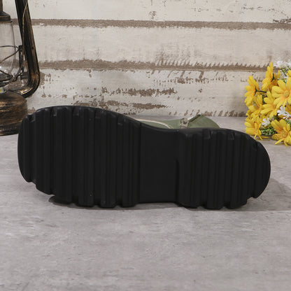 Women's Chunky Platform Plus Round Toe Patchwork Retro Martin Boots