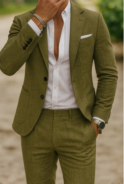 Men's Casual Slim Fit Two Piece Blazer Trouser Business Suit