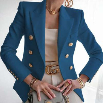 Women's Double Breasted Blazer with Gold Buttons