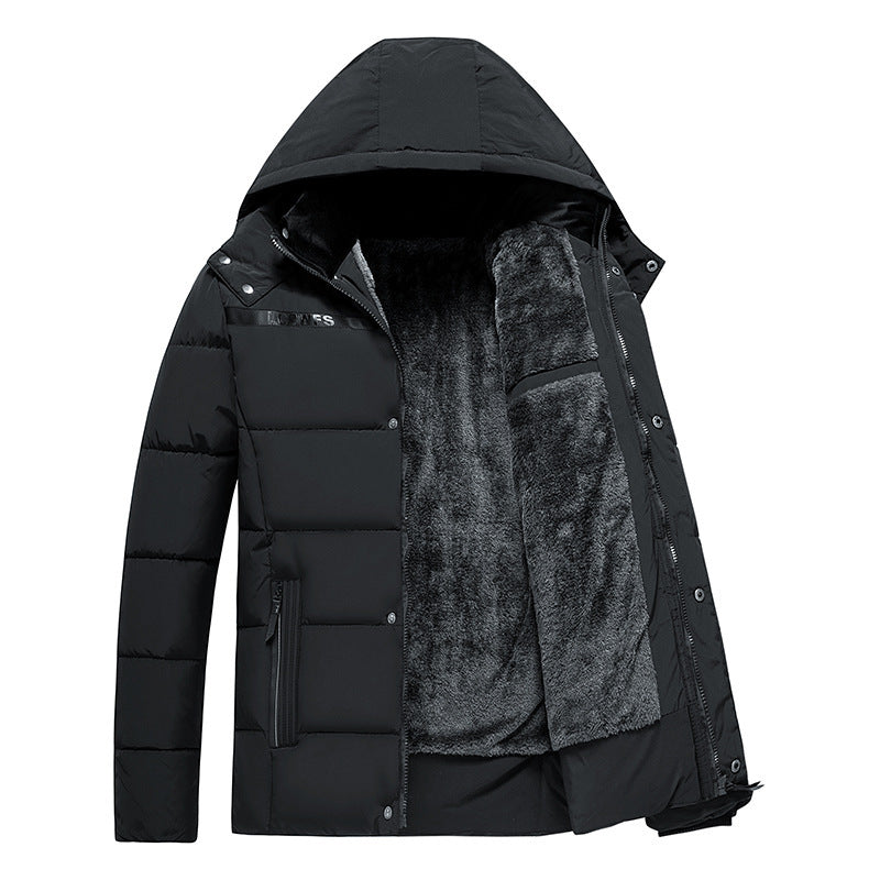 Mens Cotton-padded Fleece-lined Thickened Jacket