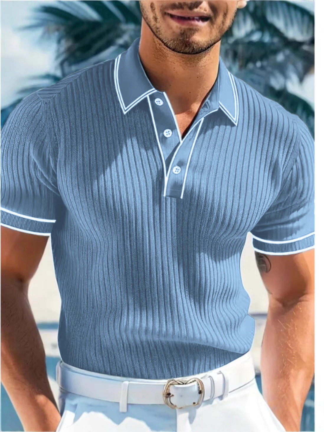 Men's Short-Sleeve Striped Polo Shirt Casual Summer Wear Everyday